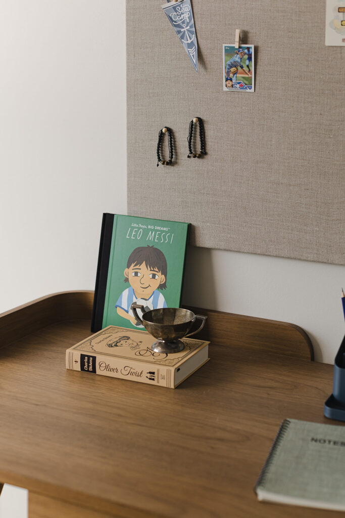 boy's desk space sports theme bedroom