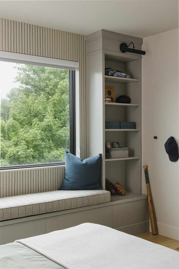 Lounge area window seat boy's room